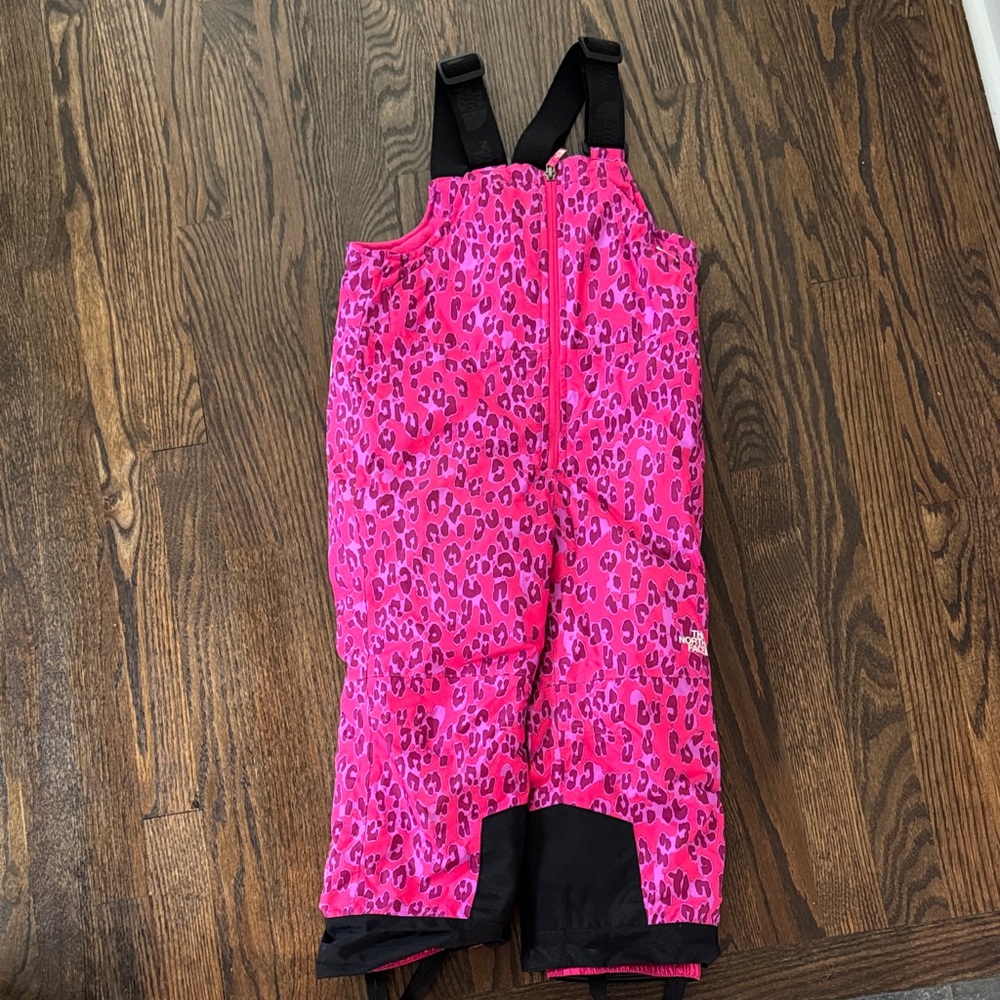 The North Face Pink Leopard Print Snow Bib